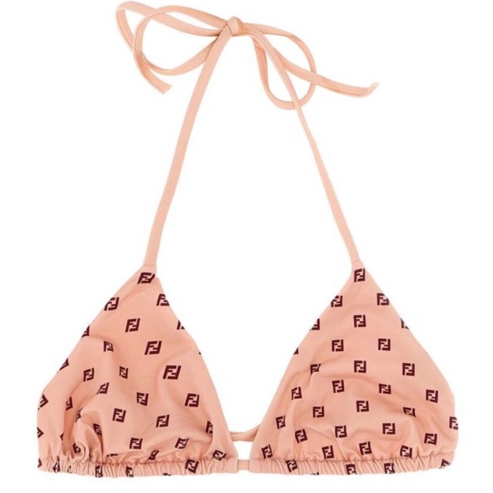 FENDI mini logo-print triangle bikini top in pink. NWT size 38, US size 2